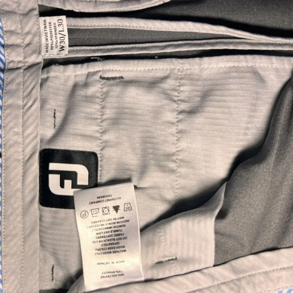FootJoy Chino Pants men or yout Blue 30x30 Gray Golf Pockets Straight Flay Front