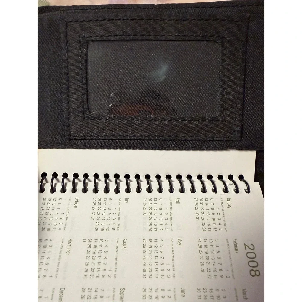 Black Faux Leather Pocket Planner Organizer Address Book Spiral Bound Tabbed 08