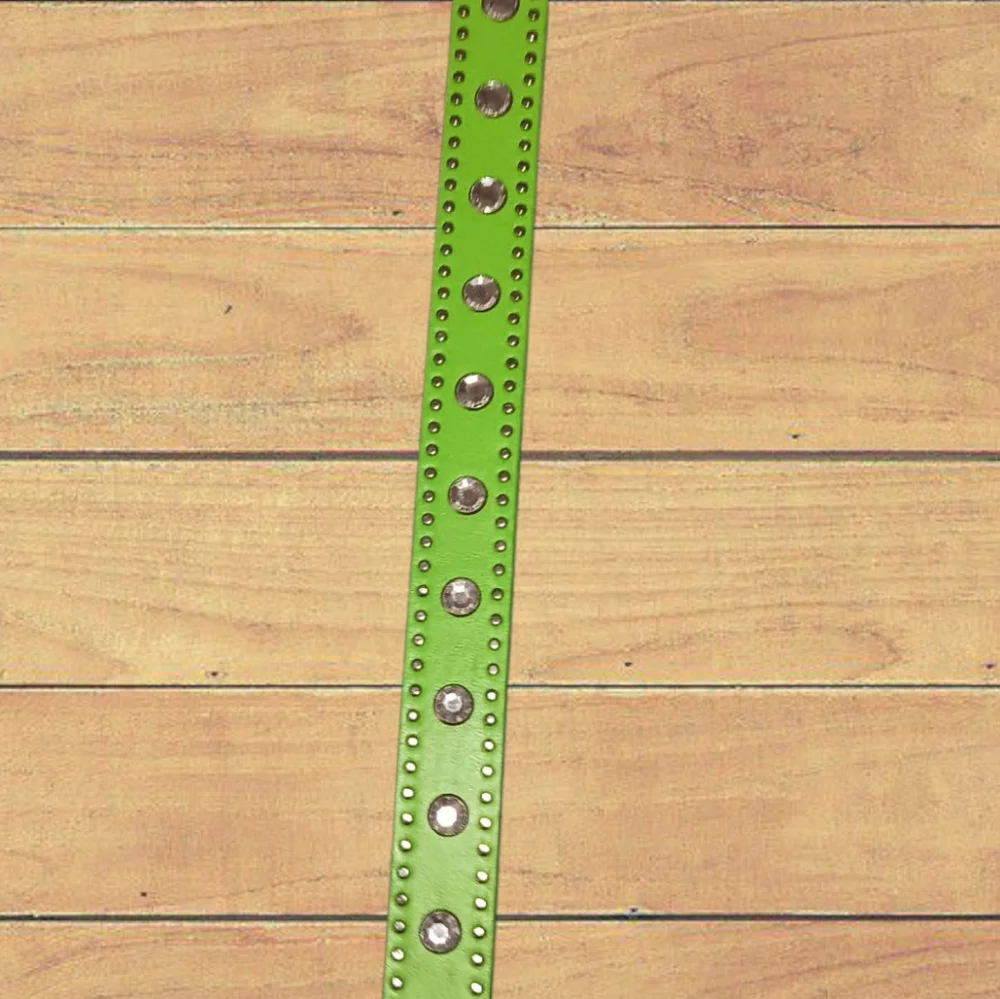 - Nocona Green Studded Leather Belt with Silver Buckle. NWT
