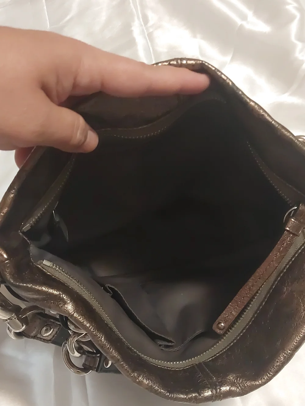 Coach Metallic Bronze Leather Hobo Shoulder Bag