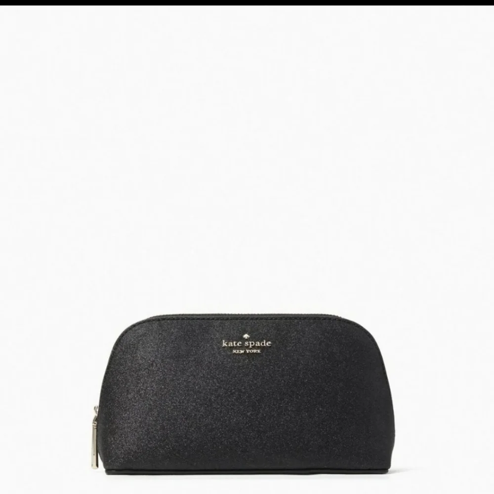 Kate Spade Black Glitter Small Cosmetic Bag