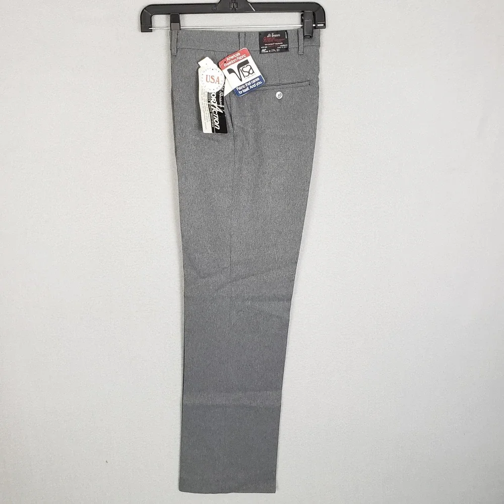 Vintage Milliken Dress Pants Gray Action Suit Elastic Waist 29x30 Deadstock NWT