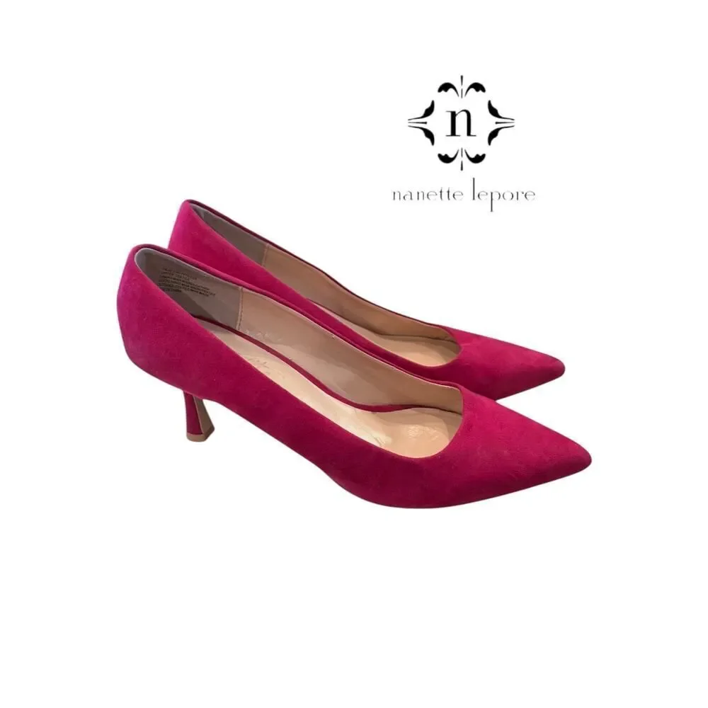 Nanette Lepore Women’s Tracy Pink Suede Leather Pumps Heels 11