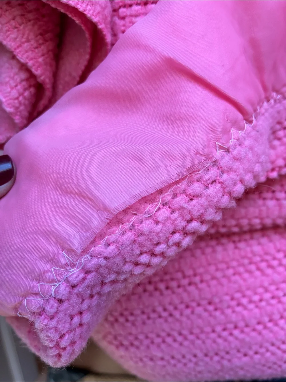 Vintage Pink Thermal Waffle Weave Blanket Satin Trim