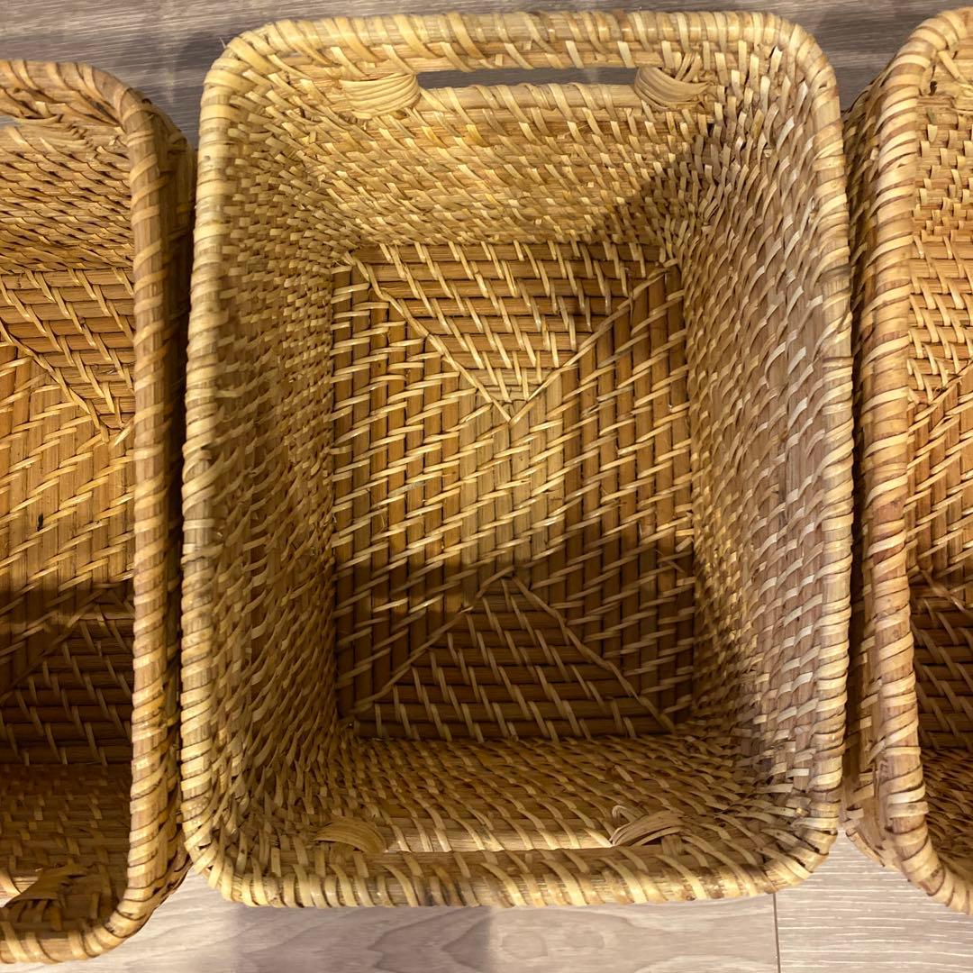 Nitori Rattan Basket, Vertical Half, Set of 3